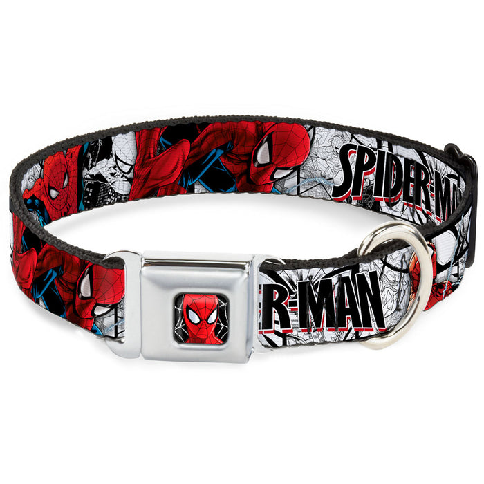 ULTIMATE SPIDER-MAN Ultimate Spider-Man Face Web Full Color Seatbelt Buckle Collar - SPIDER-MAN Action Poses/Comic Scenes White/Black/Red Seatbelt Buckle Collars Marvel Comics   