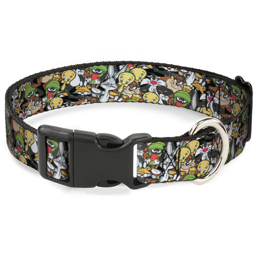 Plastic Clip Collar - Looney Tunes 6-Character Stacked Collage4 Plastic Clip Collars Looney Tunes   