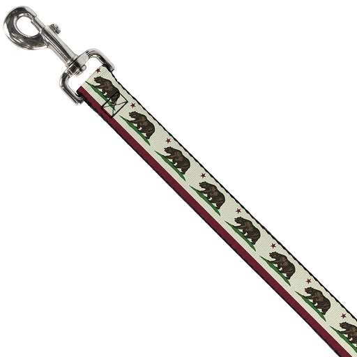 Dog Leash - California Flag Bear Weathered White Dog Leashes Buckle-Down   