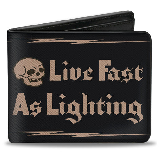 Bi-Fold Wallet - Buckle-Down Skull LIVE FAST AS LIGHTNING Black Light Orange Bi-Fold Wallets Buckle-Down   