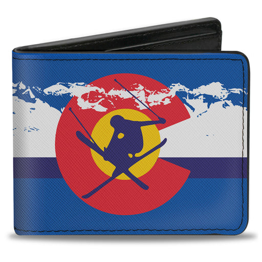 Bi-Fold Wallet - Colorado Skier4 Mountains Blues White Red Yellow Bi-Fold Wallets Buckle-Down   