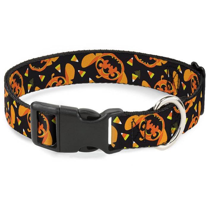 Plastic Clip Collar - Lilo and Stitch Halloween Stitch Jack-O-Lantern Pumpkin and Candy Corn Black/Oranges Plastic Clip Collars Disney   
