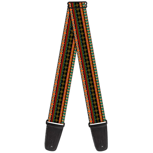 Guitar Strap - Aztec5 Reds Blues Greens Yellows Guitar Straps Buckle-Down   