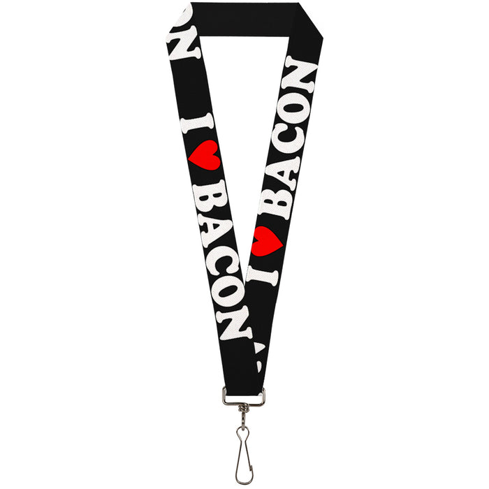 Lanyard - 1.0" - I "HEART" BACON Black White Red Lanyards Buckle-Down   