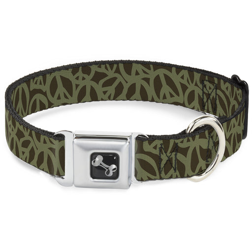 Dog Bone Seatbelt Buckle Collar - Peace Brown/Olive Seatbelt Buckle Collars Buckle-Down   