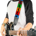 Guitar Strap - Mustaches Multi Color Blocks Black Guitar Straps Buckle-Down   