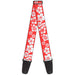 Guitar Strap - Hibiscus Light Red White Guitar Straps Buckle-Down   