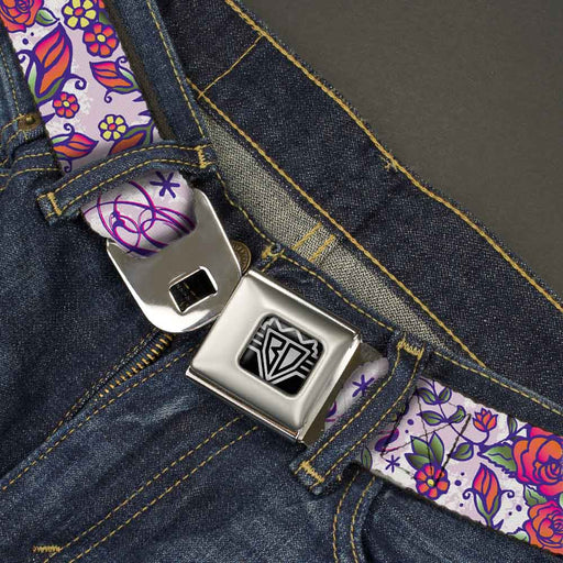 BD Wings Logo CLOSE-UP Full Color Black Silver Seatbelt Belt - Born to Blossom Blue Webbing Seatbelt Belts Buckle-Down   