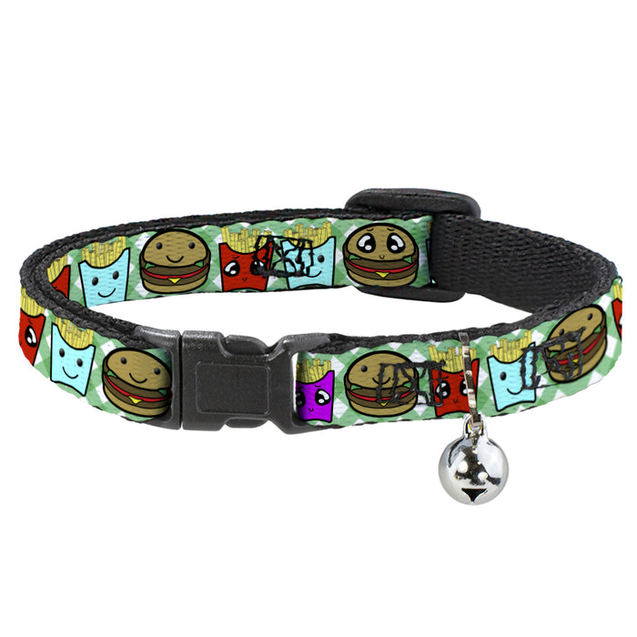 Cat Collar Breakaway - Burger & Fries Cartoon Straight Green Tablecloth Breakaway Cat Collars Buckle-Down   