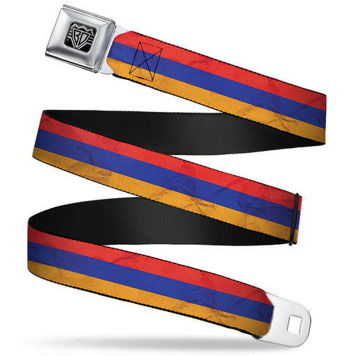 BD Wings Logo CLOSE-UP Full Color Black Silver Seatbelt Belt - Armenia Flag Distressed Webbing Seatbelt Belts Buckle-Down   