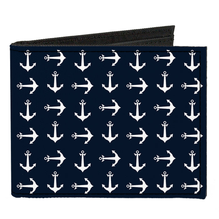 Canvas Bi-Fold Wallet - Anchors Navy White Canvas Bi-Fold Wallets Buckle-Down   