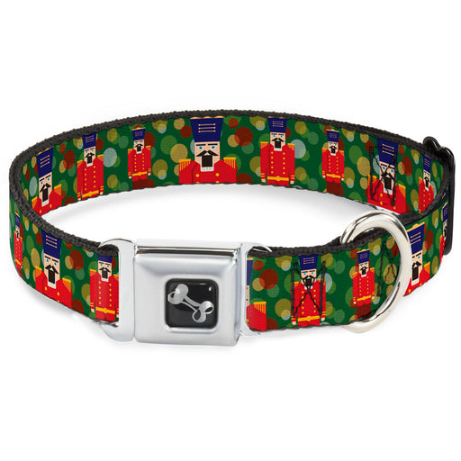 Dog Bone Seatbelt Buckle Collar - Christmas Nutcracker/Polka Dots Greens/Gold/Red Seatbelt Buckle Collars Buckle-Down   