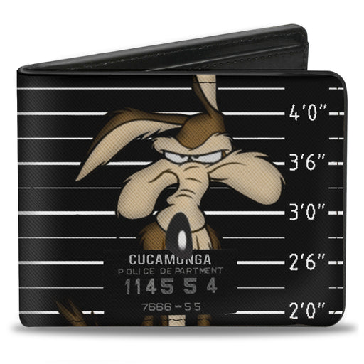 Bi-Fold Wallet - Wile E Coyote CUCAMONGA Mug Shot Black Gray White Bi-Fold Wallets Looney Tunes   