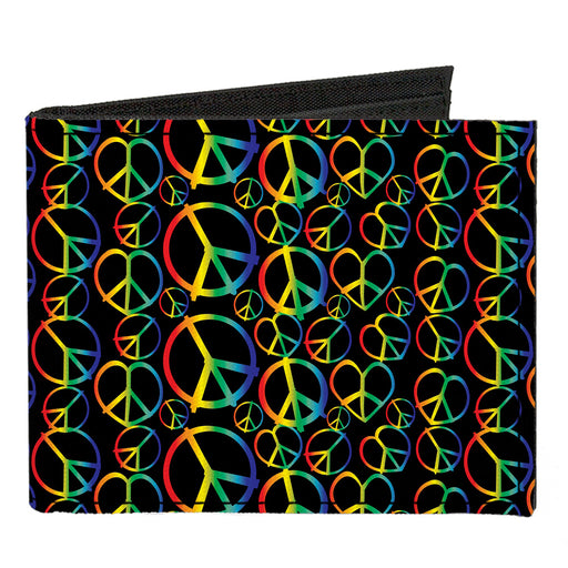 Canvas Bi-Fold Wallet - Peace Heart Black Rainbow Ombre Canvas Bi-Fold Wallets Buckle-Down   