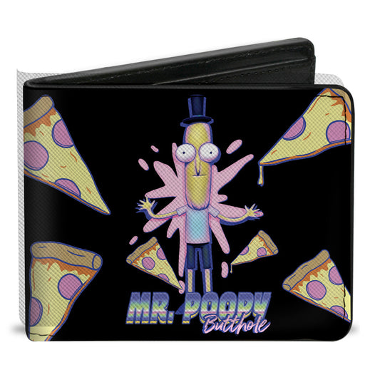 Bi-Fold Wallet - Rick and Morty MR. POOPY BUTTHOLE Pizza Pose Black Bi-Fold Wallets Rick and Morty   