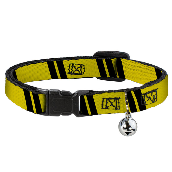 Cat Collar Breakaway - Hash Mark Stripe Double Gold Black Breakaway Cat Collars Buckle-Down   