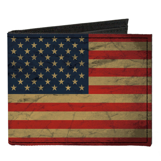Canvas Bi-Fold Wallet - American Flag Weathered Canvas Bi-Fold Wallets Buckle-Down   