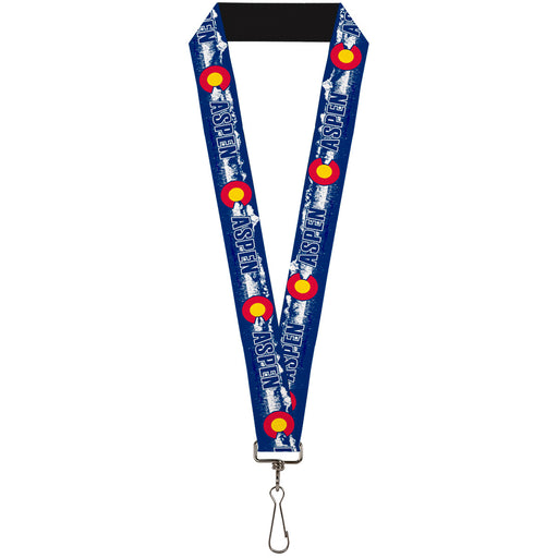 Lanyard - 1.0" - Colorado ASPEN Flag Snowy Mountains Weathered2 Blue White Red Yellows Lanyards Buckle-Down   