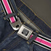 BD Wings Logo CLOSE-UP Full Color Black Silver Seatbelt Belt - Stripes White/Black/White/Pink Webbing Seatbelt Belts Buckle-Down   