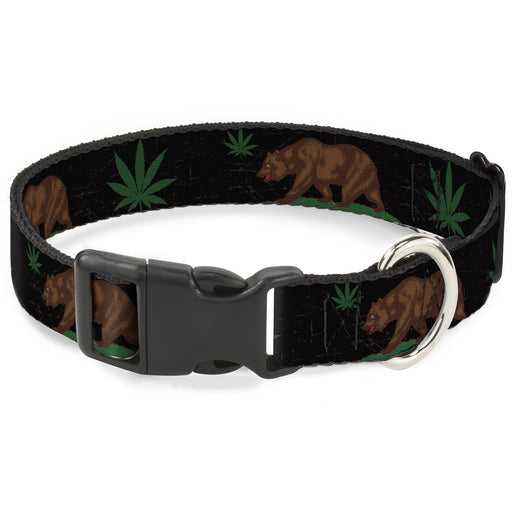 Plastic Clip Collar - Cali Bear/Pot Leaf Black/Gray/Green Plastic Clip Collars Buckle-Down   