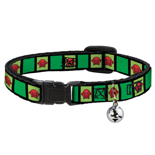 Cat Collar Breakaway with Bell - Blue's Clues Steve's Stripe and Thinking Chair Black Greens Red Breakaway Cat Collars Nickelodeon   