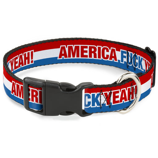 Plastic Clip Collar - AMERICA, FUCK YEA Red/White/Blue Plastic Clip Collars Buckle-Down   