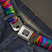 BD Wings Logo CLOSE-UP Full Color Black Silver Seatbelt Belt - Paint Drips Black/Multi Neon Webbing Seatbelt Belts Buckle-Down   