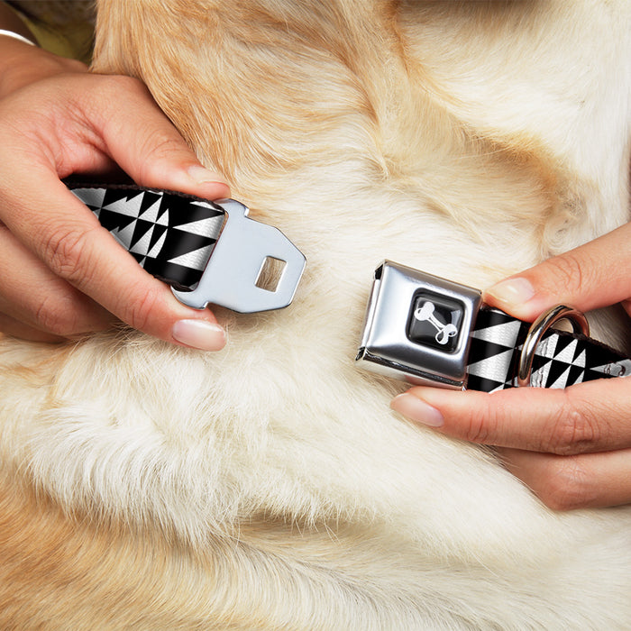 Dog Bone Seatbelt Buckle Collar - Eighties 8 Black/White Seatbelt Buckle Collars Buckle-Down   