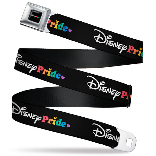 DISNEY PRIDE Signature Logo Full Color Black/White/Rainbow Seatbelt Belt - DISNEY PRIDE Signature Logo Black/White/Rainbow Webbing Seatbelt Belts Disney   