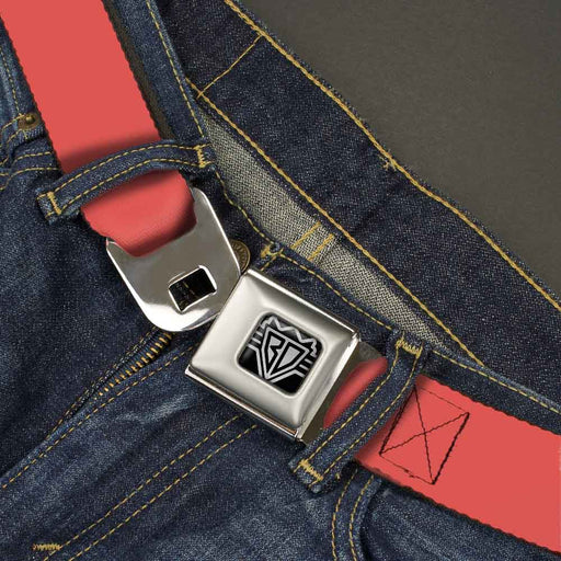 BD Wings Logo CLOSE-UP Full Color Black Silver Seatbelt Belt - Solid Salmon Orange Webbing Seatbelt Belts Buckle-Down   