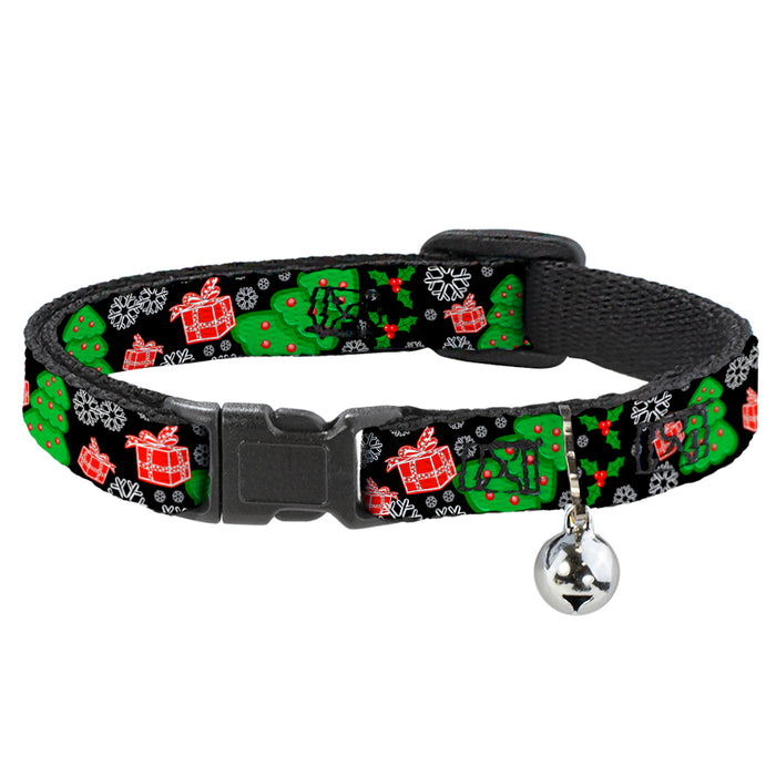 Cat Collar Breakaway - Christmas Collage Black White Green Red Breakaway Cat Collars Buckle-Down   