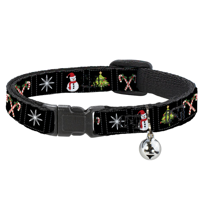 Cat Collar Breakaway - Christmas Blocks Black White Multi Color Breakaway Cat Collars Buckle-Down   