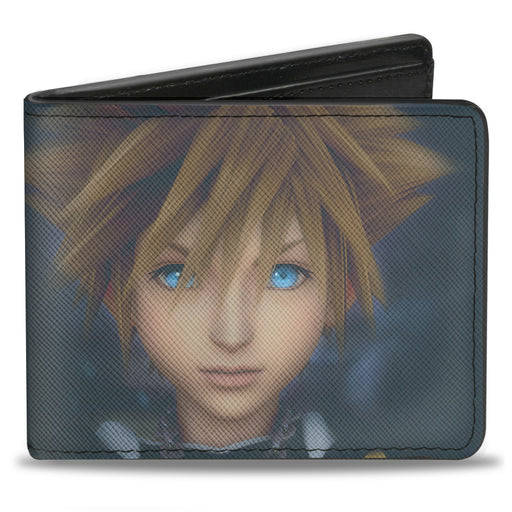 Bi-Fold Wallet - Kingdom Hearts II Hazy Sora Face CLOSE-UP Grays Bi-Fold Wallets Disney   