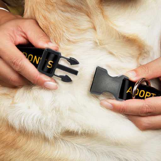 Plastic Clip Collar - Buckle-Down Logo ADOPT, DON'T SHOP Black/Yellow Plastic Clip Collars Buckle-Down   