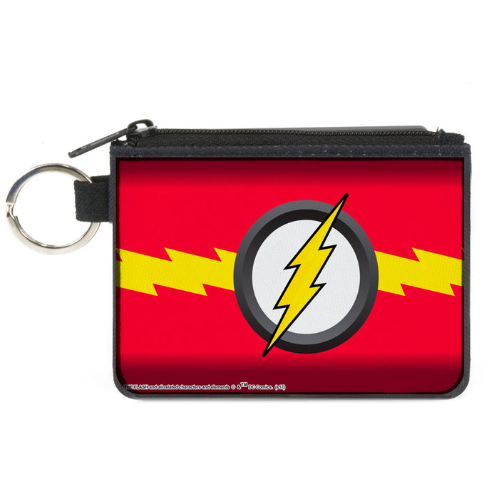 Canvas Zipper Wallet - MINI X-SMALL - The Flash Icon Bolt Stripe Reds Yellow Gray White Canvas Zipper Wallets DC Comics   
