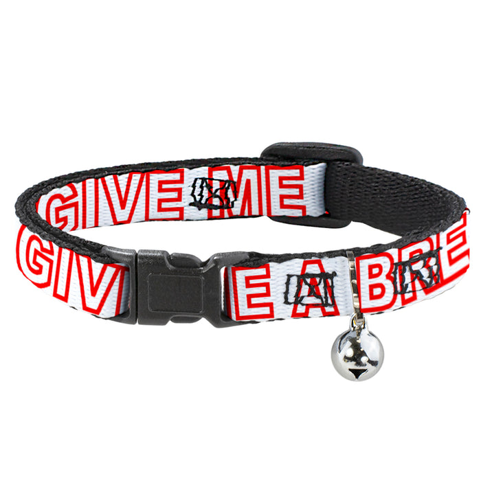 Cat Collar Breakaway - OMG GIVE ME A BREAK!!! White Red Breakaway Cat Collars Buckle-Down   