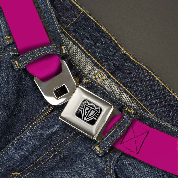 BD Wings Logo CLOSE-UP Full Color Black Silver Seatbelt Belt - Fuchsia Webbing Seatbelt Belts Buckle-Down   