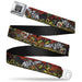 BD Wings Logo CLOSE-UP Full Color Black Silver Seatbelt Belt - Born to Raise Hell CLOSE-UP Red Webbing Seatbelt Belts Buckle-Down   