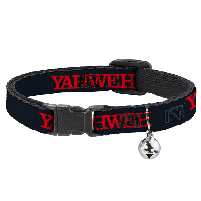 Cat Collar Breakaway with Bell - YAHWEH Text Navy Blue Red Breakaway Cat Collars Buckle-Down   