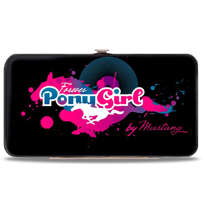 Hinged Wallet - FOREVER PONY GIRL Mustang Silhouette Black Blues Pinks Hinged Wallets Ford   