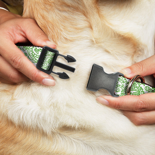 Plastic Clip Collar - Bandana/Skulls White/Irish Green Plastic Clip Collars Buckle-Down   