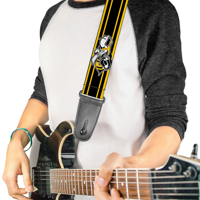 Guitar Strap - SUPER BEE Logo Stripes Black Yellow Guitar Straps Dodge   