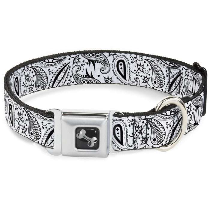 Dog Bone Seatbelt Buckle Collar - Floral Paisley3 White/Black Seatbelt Buckle Collars Buckle-Down   