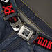 BD Wings Logo CLOSE-UP Full Color Black Silver Seatbelt Belt - Punk Princess Black/Red/White Webbing Seatbelt Belts Buckle-Down   