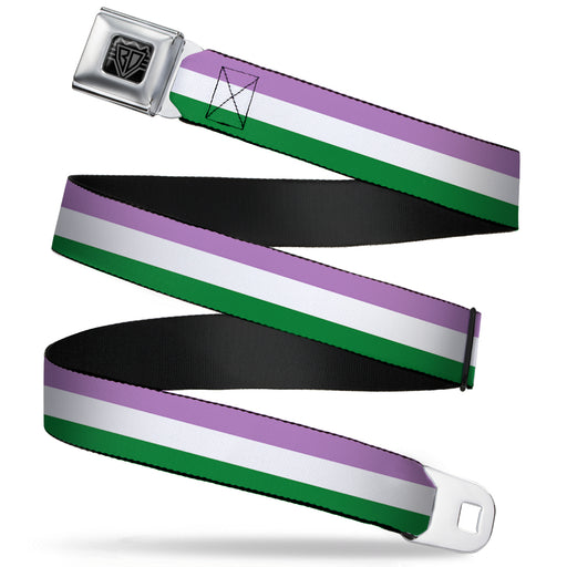 BD Wings Logo CLOSE-UP Full Color Black Silver Seatbelt Belt - Flag Genderqueer Lavender/White/Green Webbing Seatbelt Belts Buckle-Down   