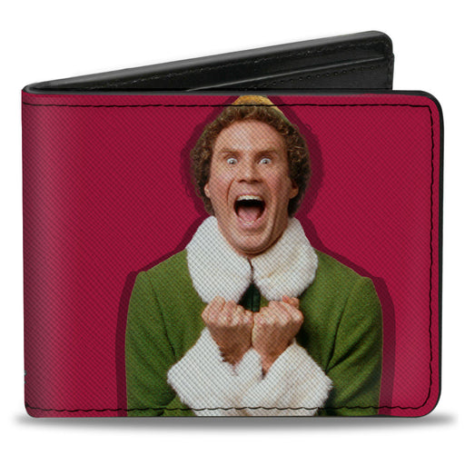 Bi-Fold Wallet - Elf Buddy the Elf Screaming Pose + MUGGINS Quote Red White Bi-Fold Wallets Warner Bros. Holiday Movies   