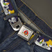 Looney Tunes Logo Full Color White Seatbelt Belt - Bugs Bunny Poses/Stars Navy Webbing Seatbelt Belts Looney Tunes   