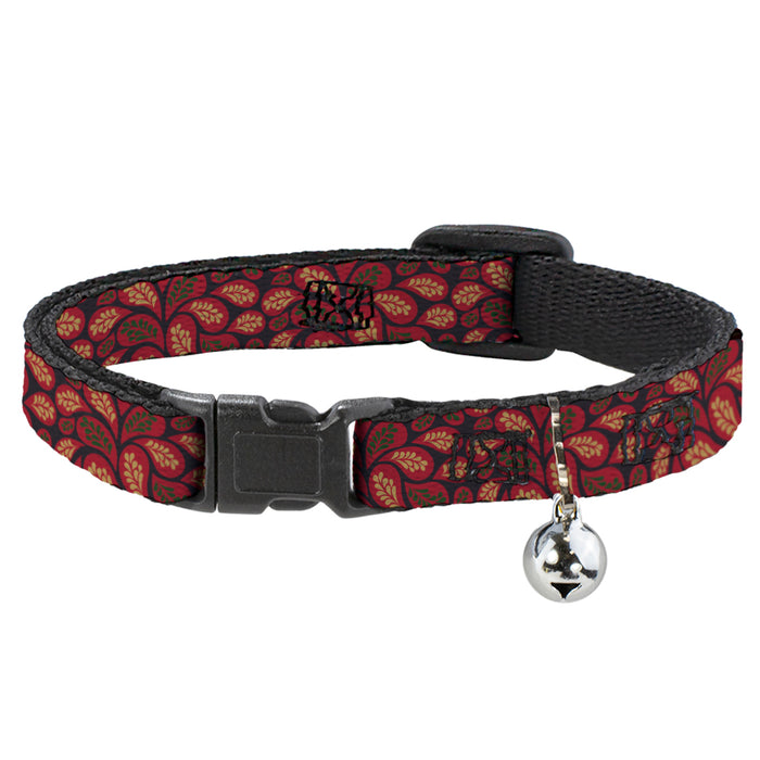 Cat Collar Breakaway - Leaves Swirl Navy Burgundy Breakaway Cat Collars Buckle-Down   