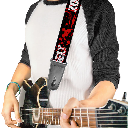 Guitar Strap - ZOMBIES RUINED THIS BELT Black White Red Splatter Guitar Straps Buckle-Down   