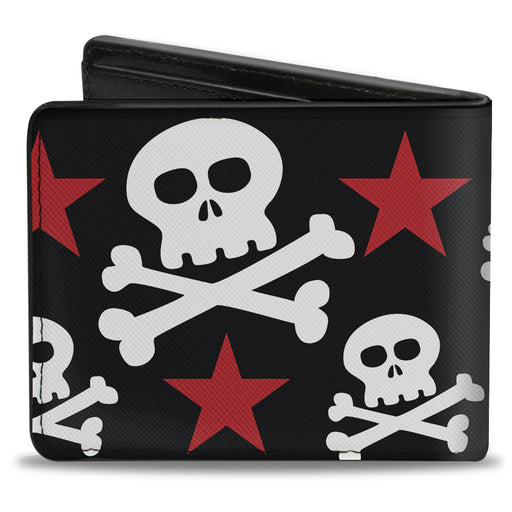 Bi-Fold Wallet - Skulls & Stars Black White Red Bi-Fold Wallets Buckle-Down   